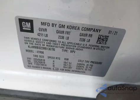 2021 Buick Encore Gx Fwd Preferred from USA, damaged, VIN KL4MMBS22MB136795